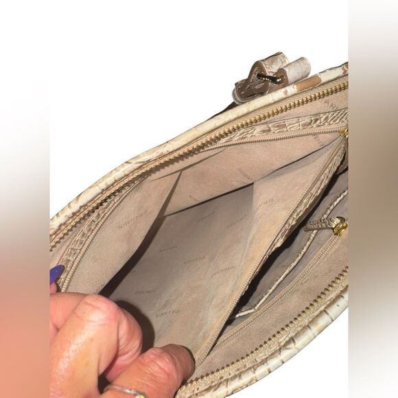 BRAHMIN ivory croc embossed leather Asher Melbourne medium shoulder bag purse - Picture 12 of 13